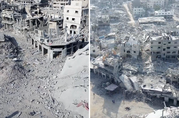 gaza destruction aerial footage israel ceasefire