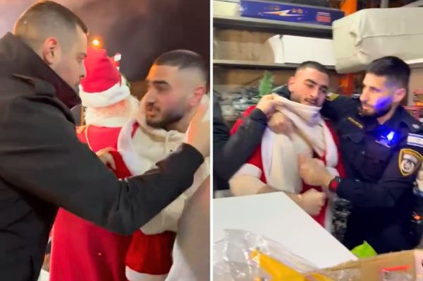 israel raid palestinian christmas haifa arrest santa