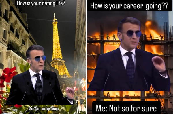 macron for sure meme wef davos speech