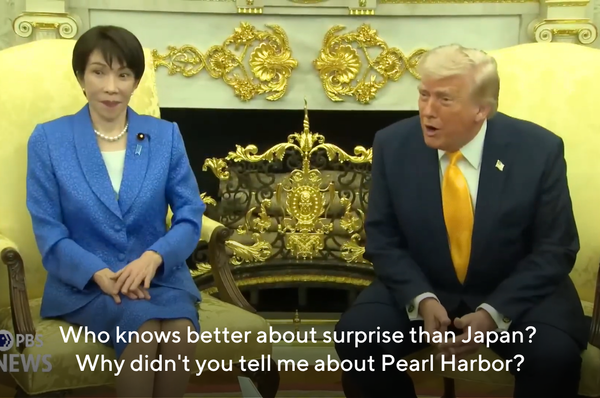 trump pearl harbor joke sanae takaichi japan us iran