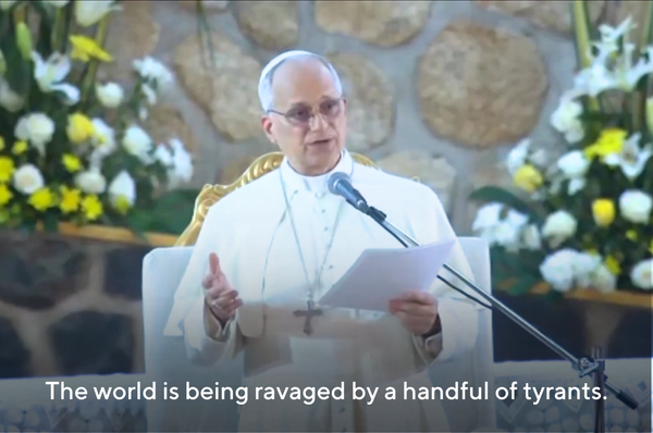 pope leo shade trump tyrant us iran war