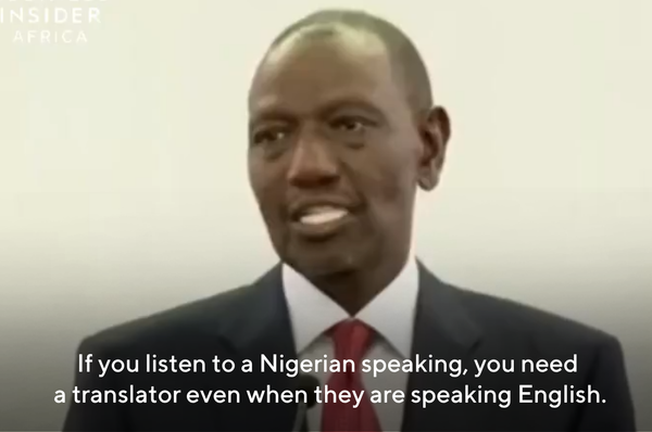 William ruto kenya president mock Nigerians English