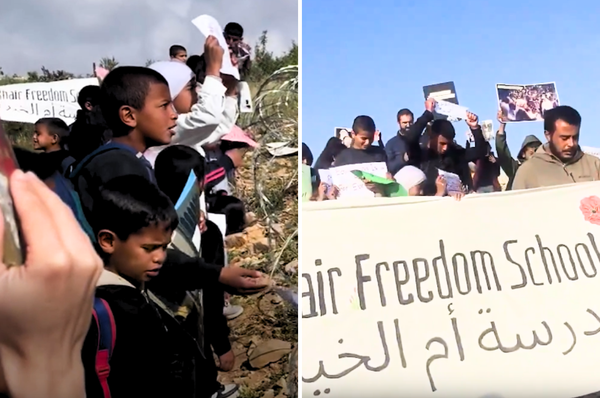 palestinian children west bank protest israel block school