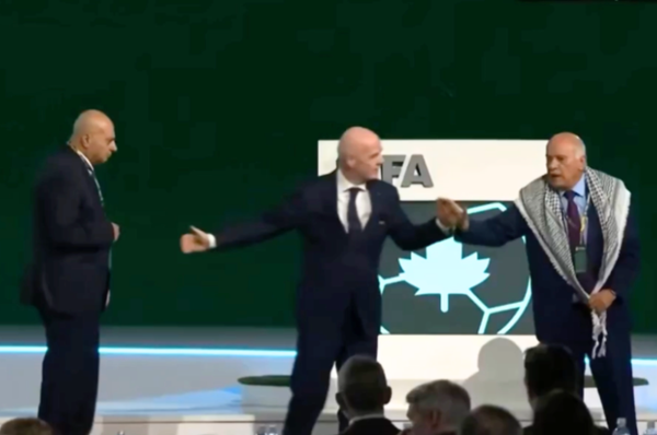 fifa Infantino force israel palestine handshake football