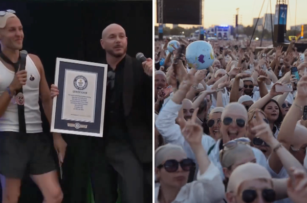 pitbull fans bald caps Guinness World Record london