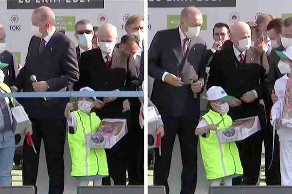 turkey erdogan cutting ribbon girl