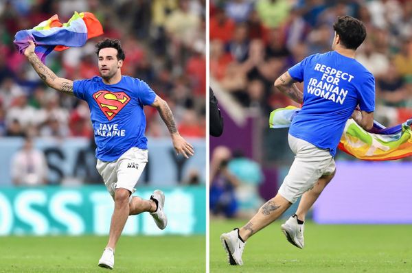 qatar world cup pitch invader lgbtq ukraine iran women rights