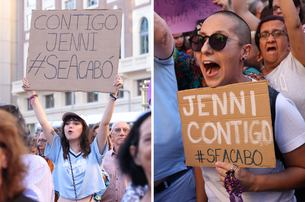 spain women protest luis rubiales kiss jennifer hermoso