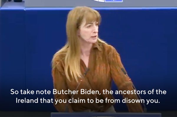 irish politician clare daly butcher biden israel gaza