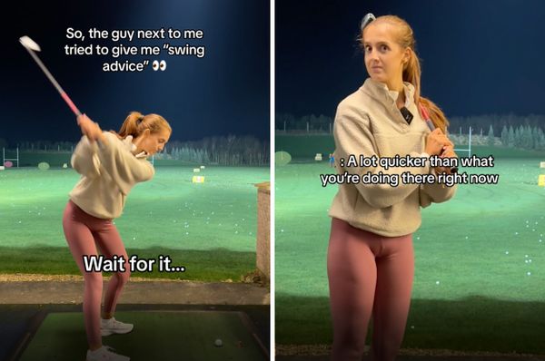 woman pga golfer mansplain driving range georgia ball