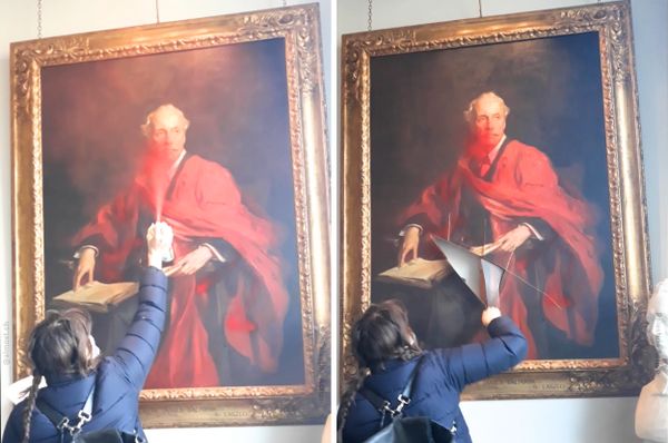 activist slash balfour painting israel gaza cambridge palestine action