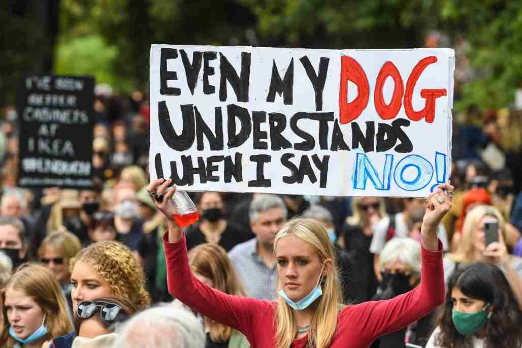 Women gathered on streets across Australia to protest against sexual violence and gender inequality after series of rape allegations involving members of parliament. 