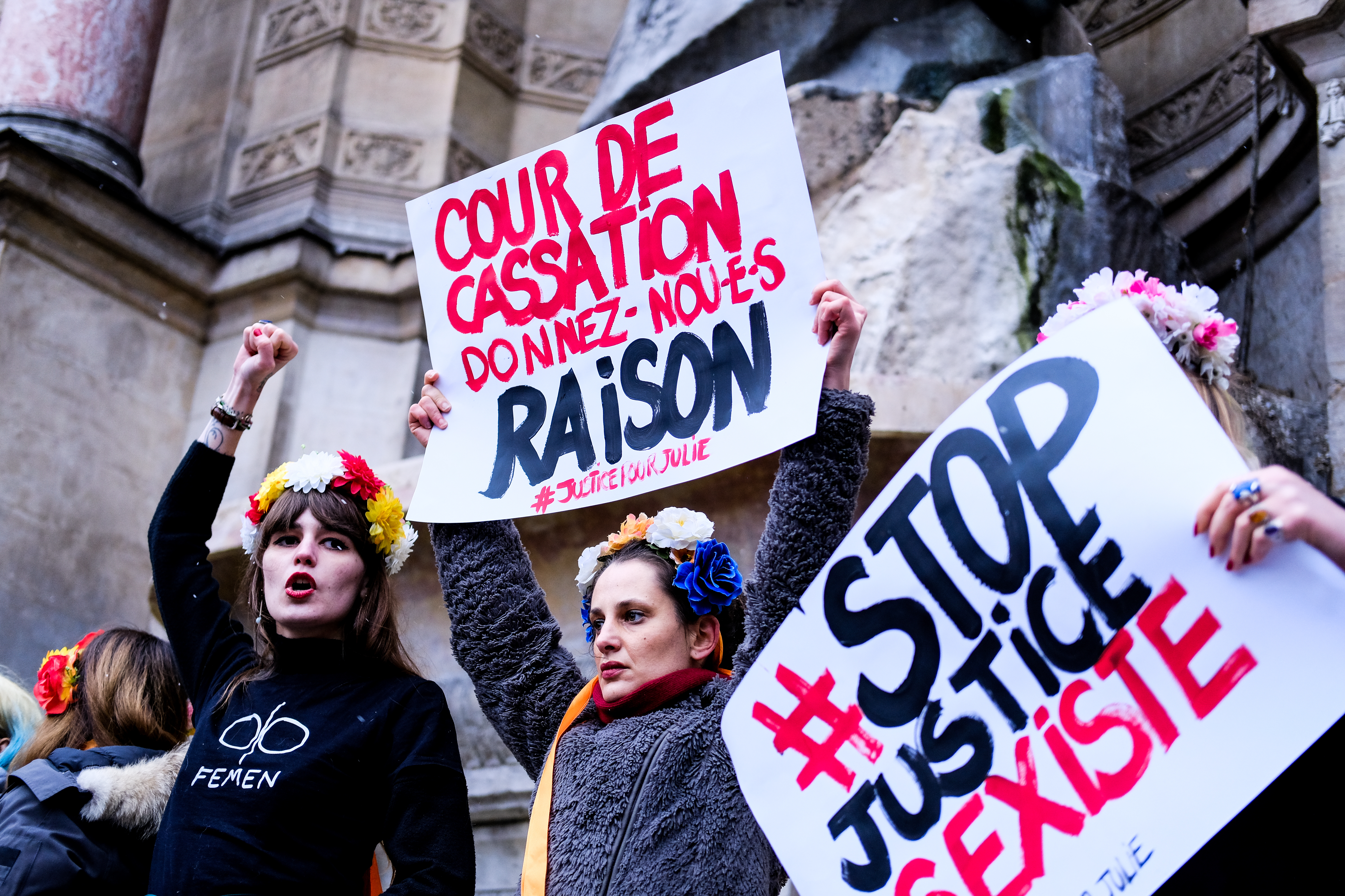 Demonstration of support for Julie, who accuses firefighters of having raped her in France photo.