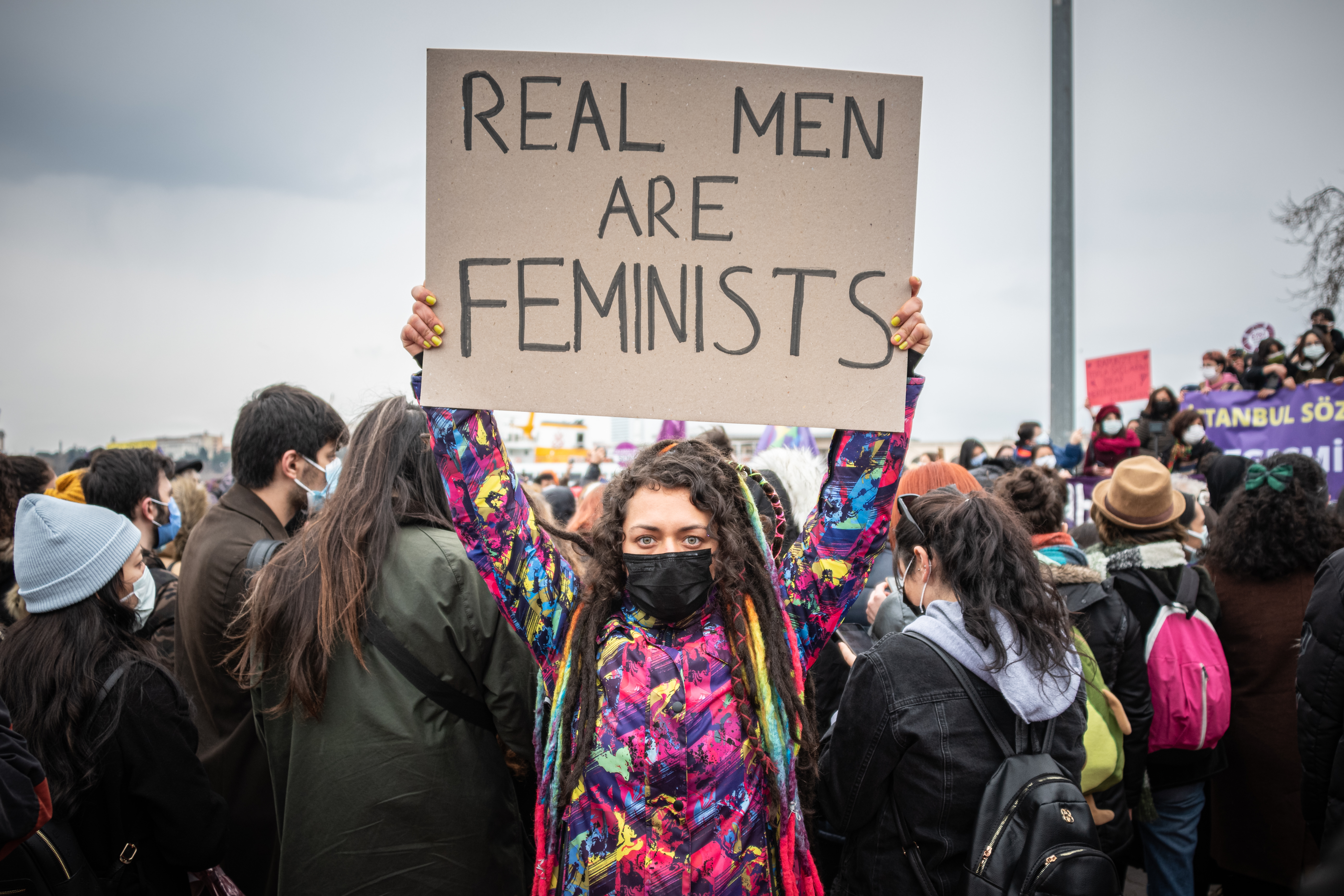 Demonstrators gathered in the Kadikoy to protest against Turkish President Recep Tayyip Erdogan's decision. Protesters chanted feminist slogans and held up signs denouncing the government decision photo.