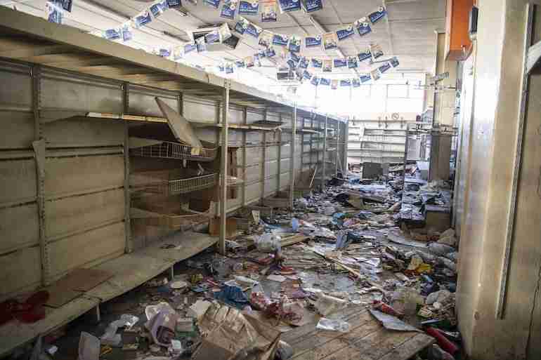 Looted markets in Gauteng region, South Africa.