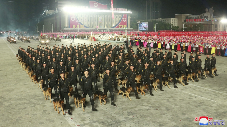 north korea military parade hazmat suits