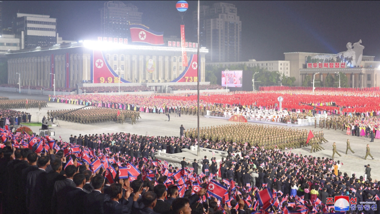 north korea military parade hazmat suits