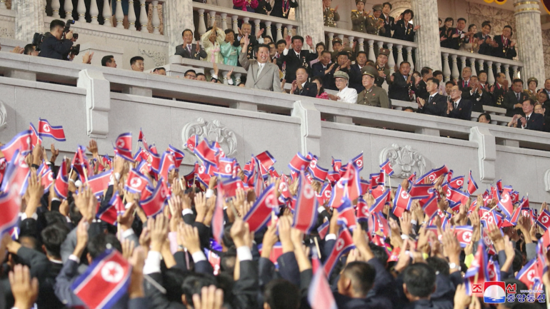 north korea military parade hazmat suits