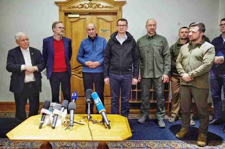 poland slovenia czech republic prime ministers train kyiv zelensky