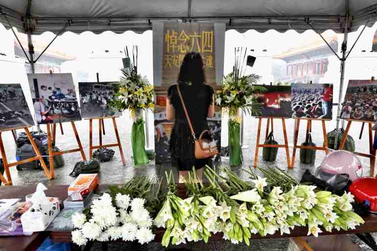 taiwan tianamen square vigil hong kong banned