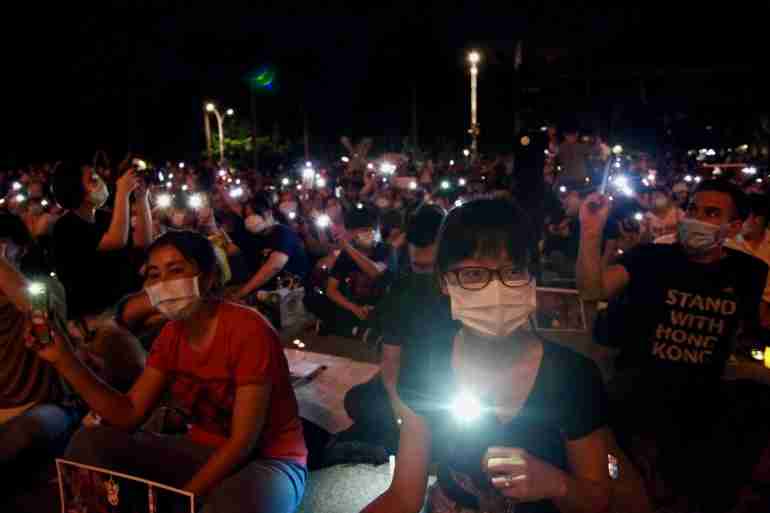 taiwan tianamen square vigil hong kong banned