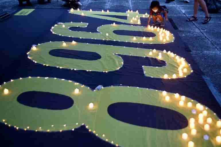 taiwan tianamen square vigil hong kong banned
