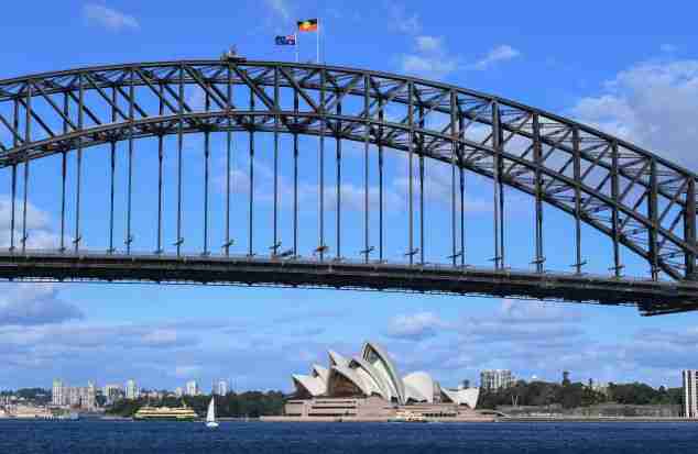cheree toka aboriginal flag sydney harbour bridge australia