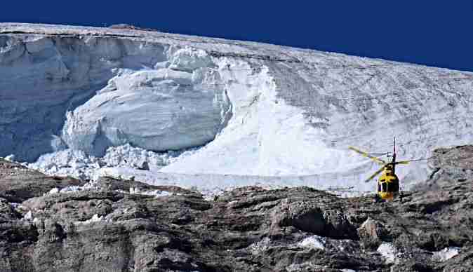 marmolada glacier collapse italian alps heatwaves