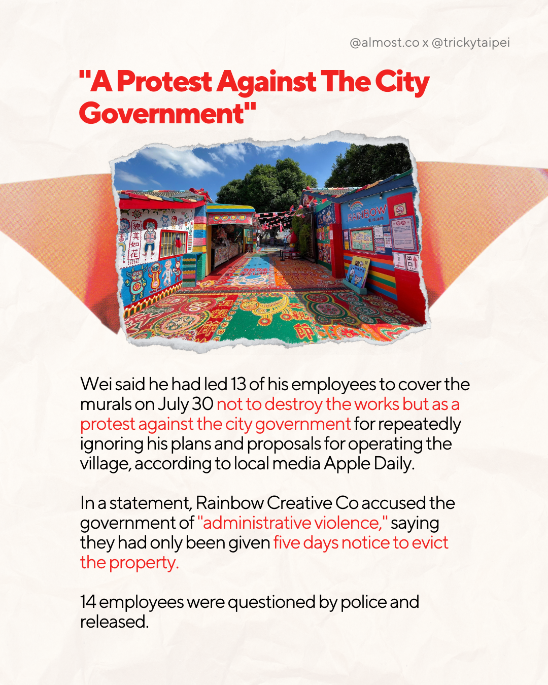 taiwan rainbow village defaced taichung