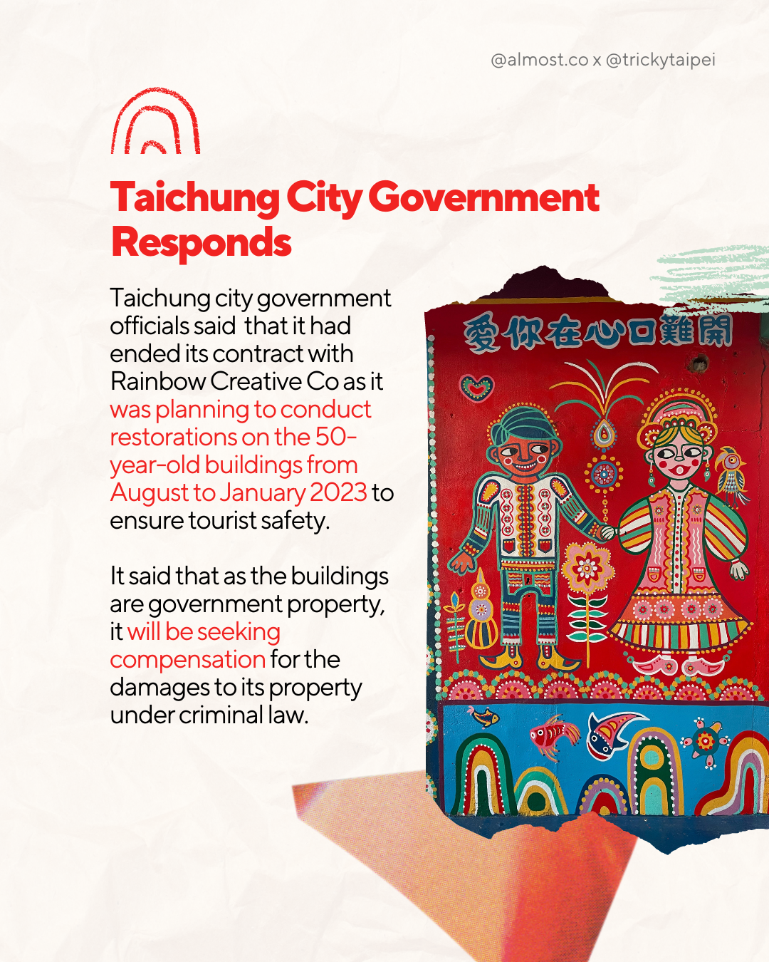 taiwan rainbow village defaced taichung