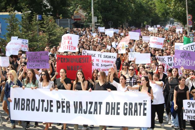 kosovo 11 year old girl gang rape pristina protest