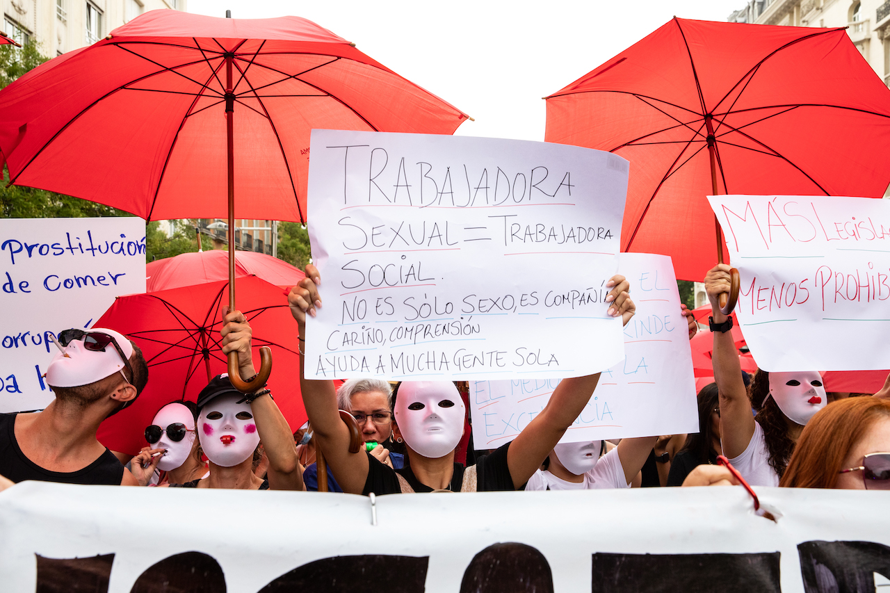 spain sex workers bill abolition protest