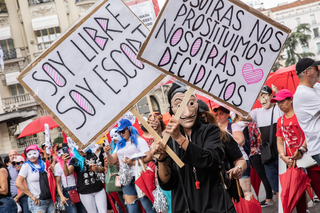 spain sex workers bill abolition protest