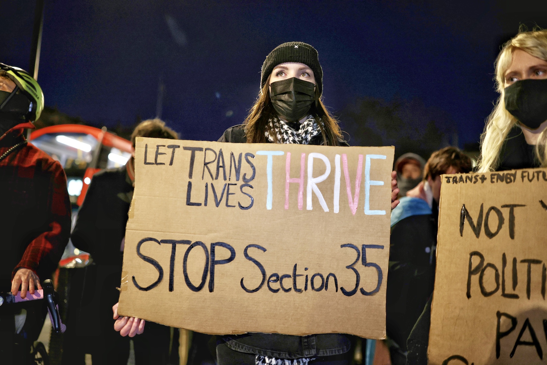 young lady protesting for trans gender rights