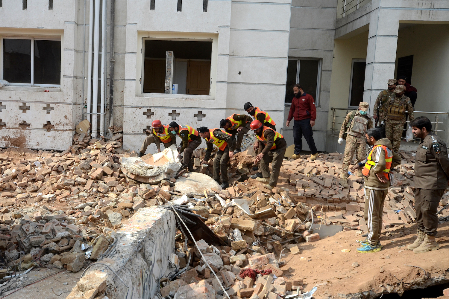 debris all over the street after the suicide bomb attack