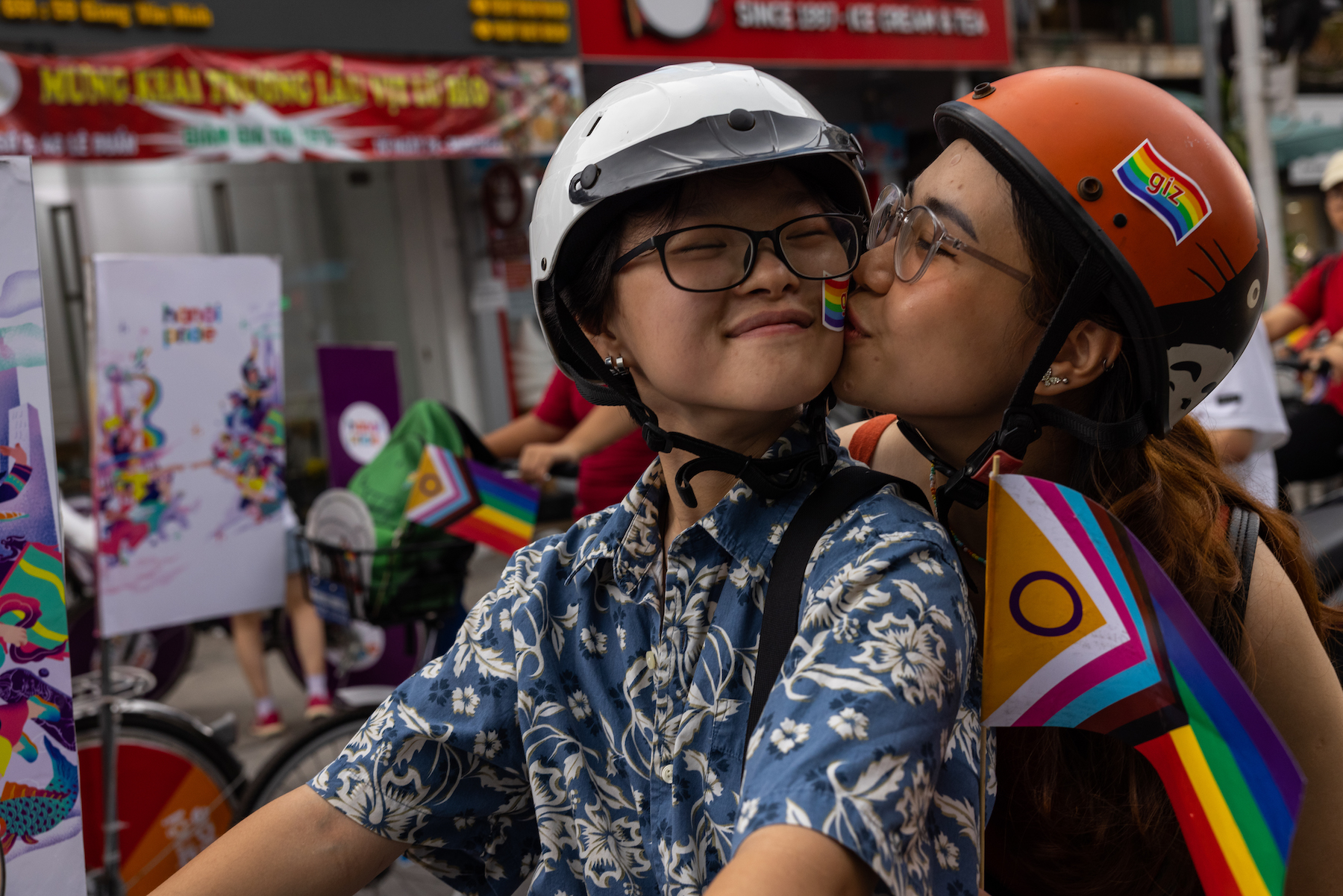 willie and their partner minh in vietnam pride parade 2023