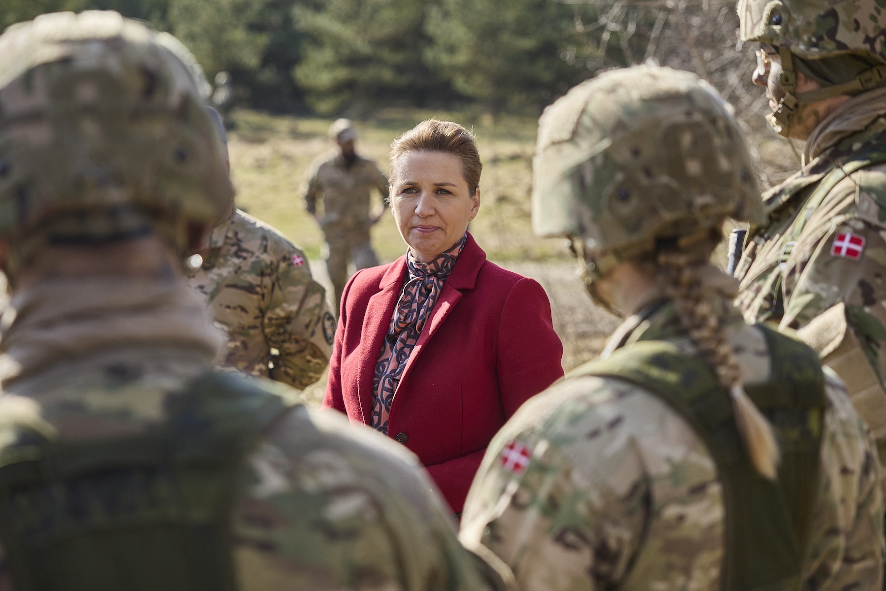 Danish Prime Minister Mette Frederiksen meets conscripts