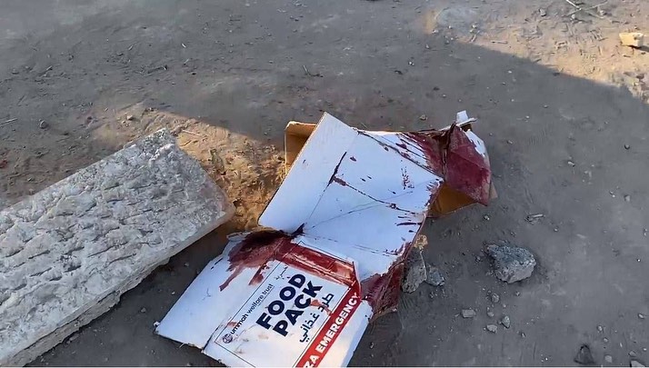 israel gaza flour massacre blood package