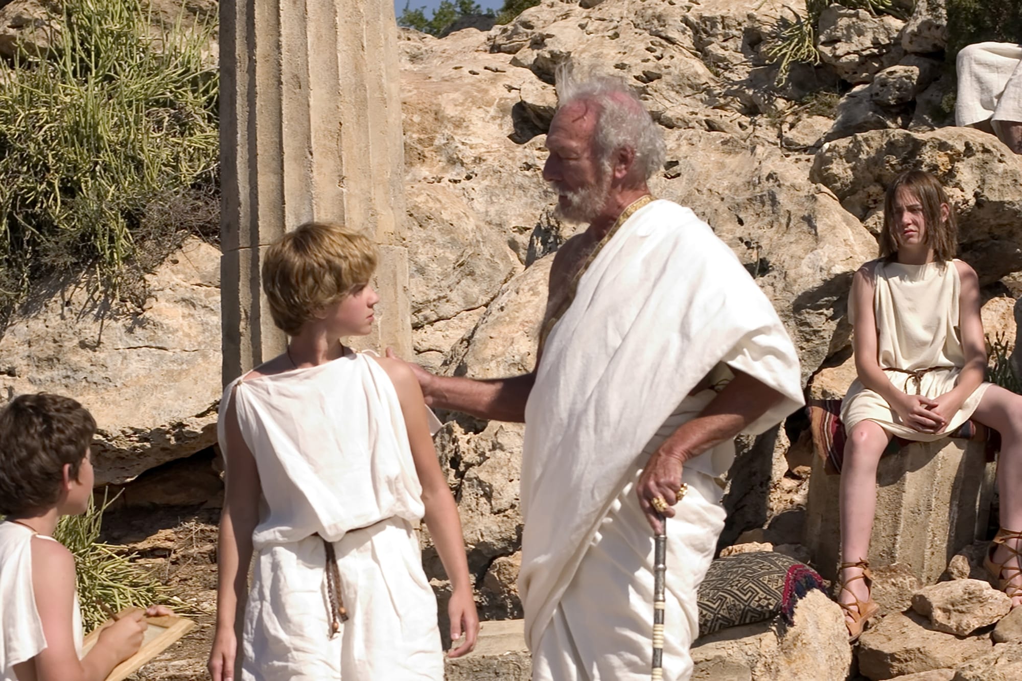 Jessie Kamm and Christopher Plummer as Young Alexander and Aristotle in 'Alexander the Great' 