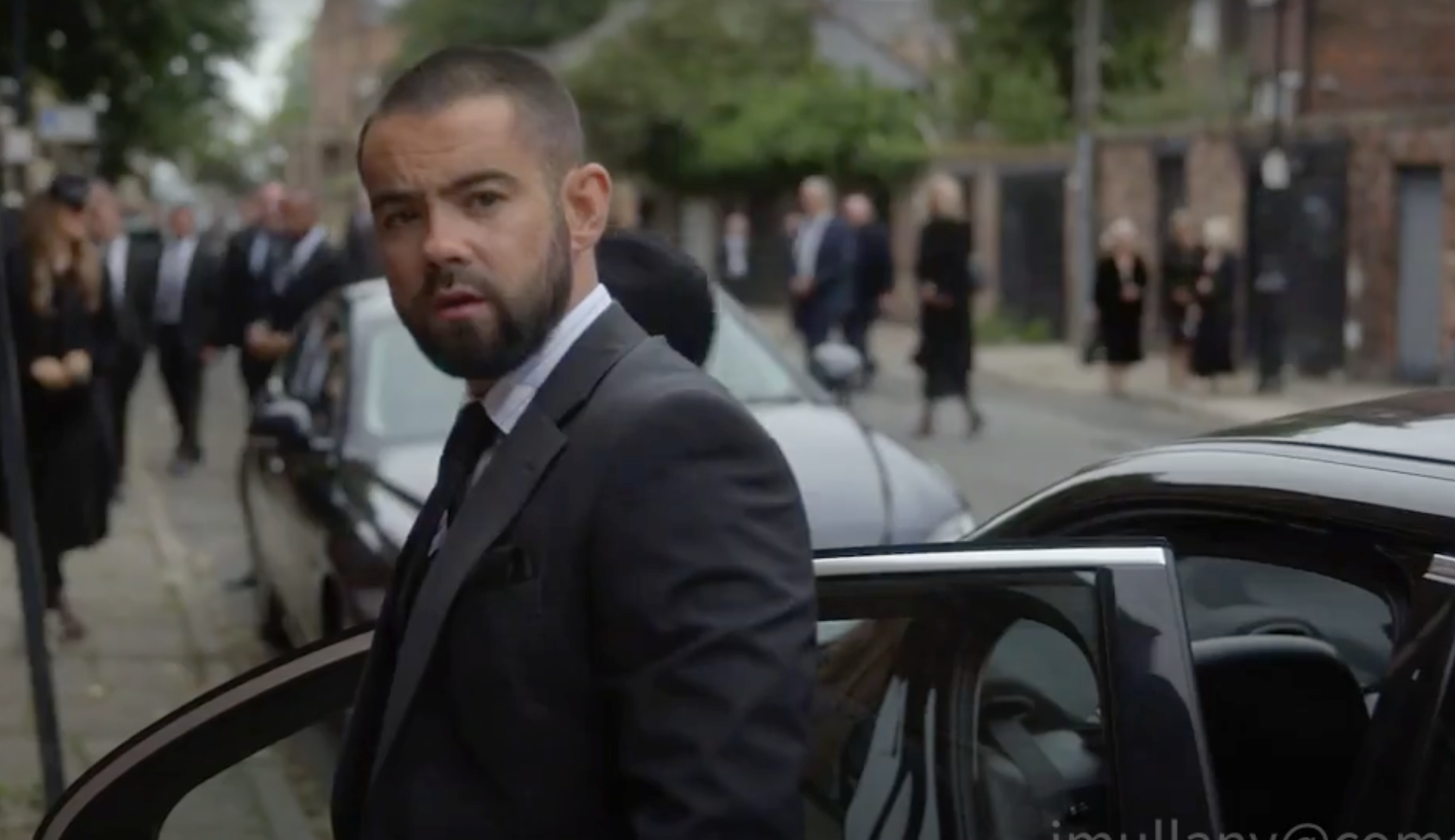 Jamie (Jack McMullen) arrives at the church