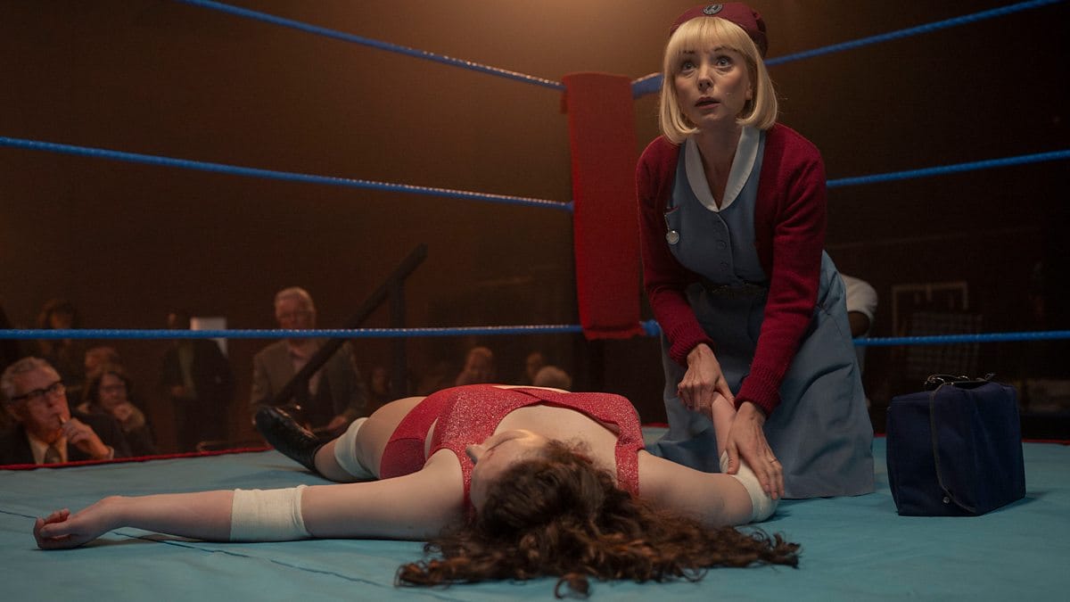 Emma Symmonds and Helen George in 'Call the Midwife' Season 15