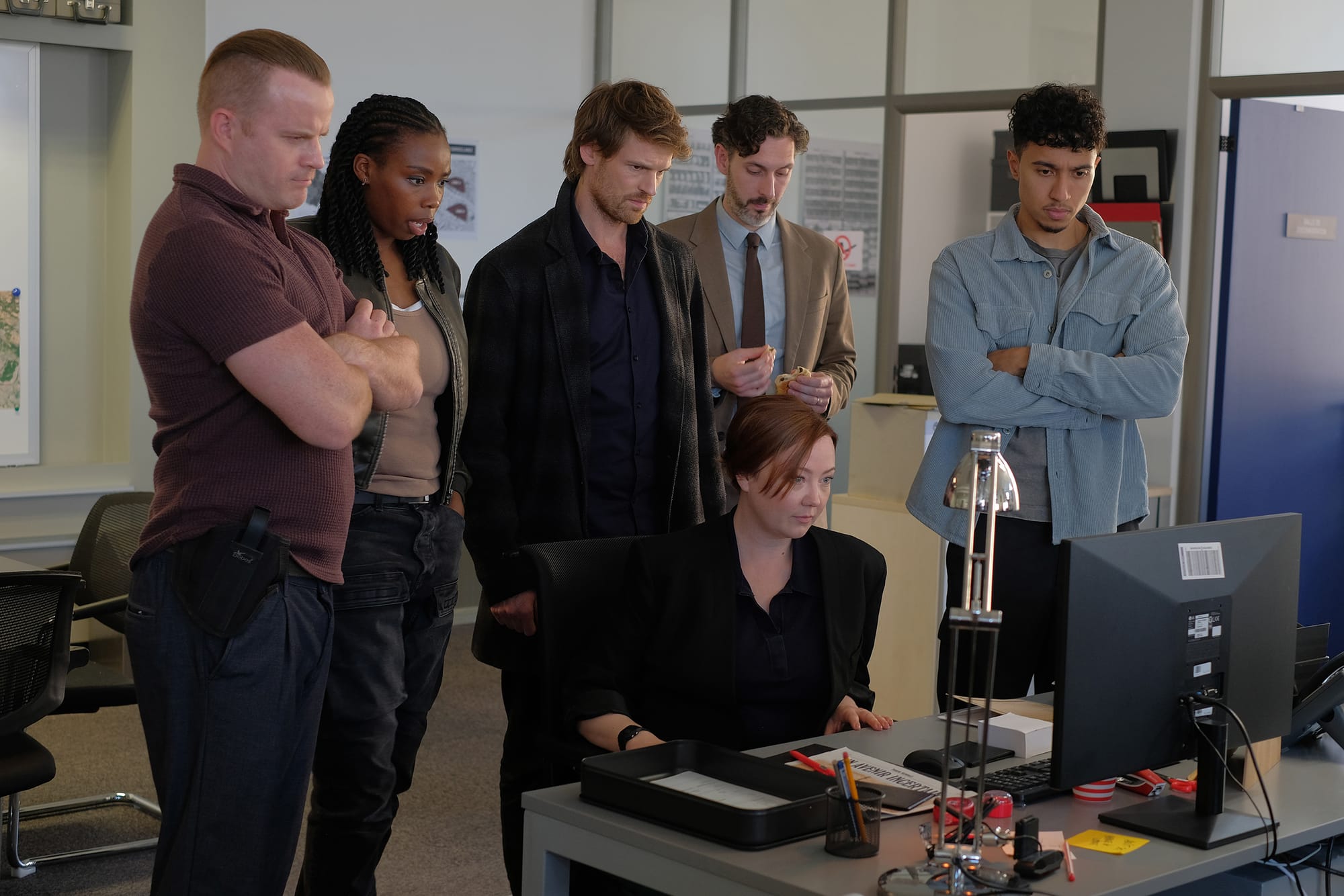 Rob Kazinsky, Shaniqua Okwok, Benjamin Wainwright, Blake Harrison, Kerrie Hayes, and Reda Elazouar in 'Maigret' Season 1