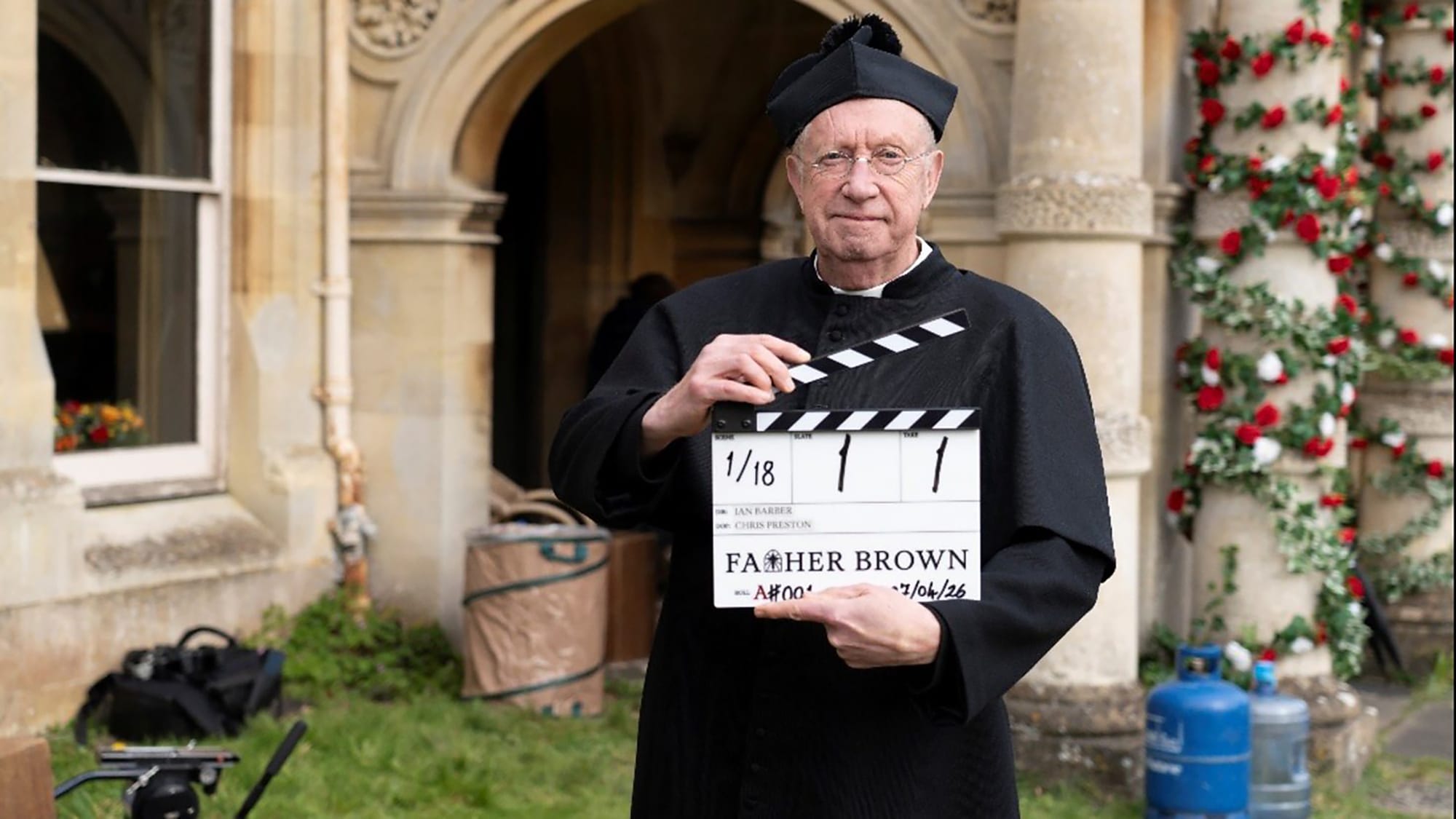 Mark Williams on the set of 'Father Brown' Season 14