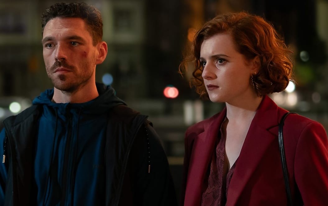 Diana (Hannah Onslow) and Michael (James Nelson-Joyce) at night on the Liverpool streets