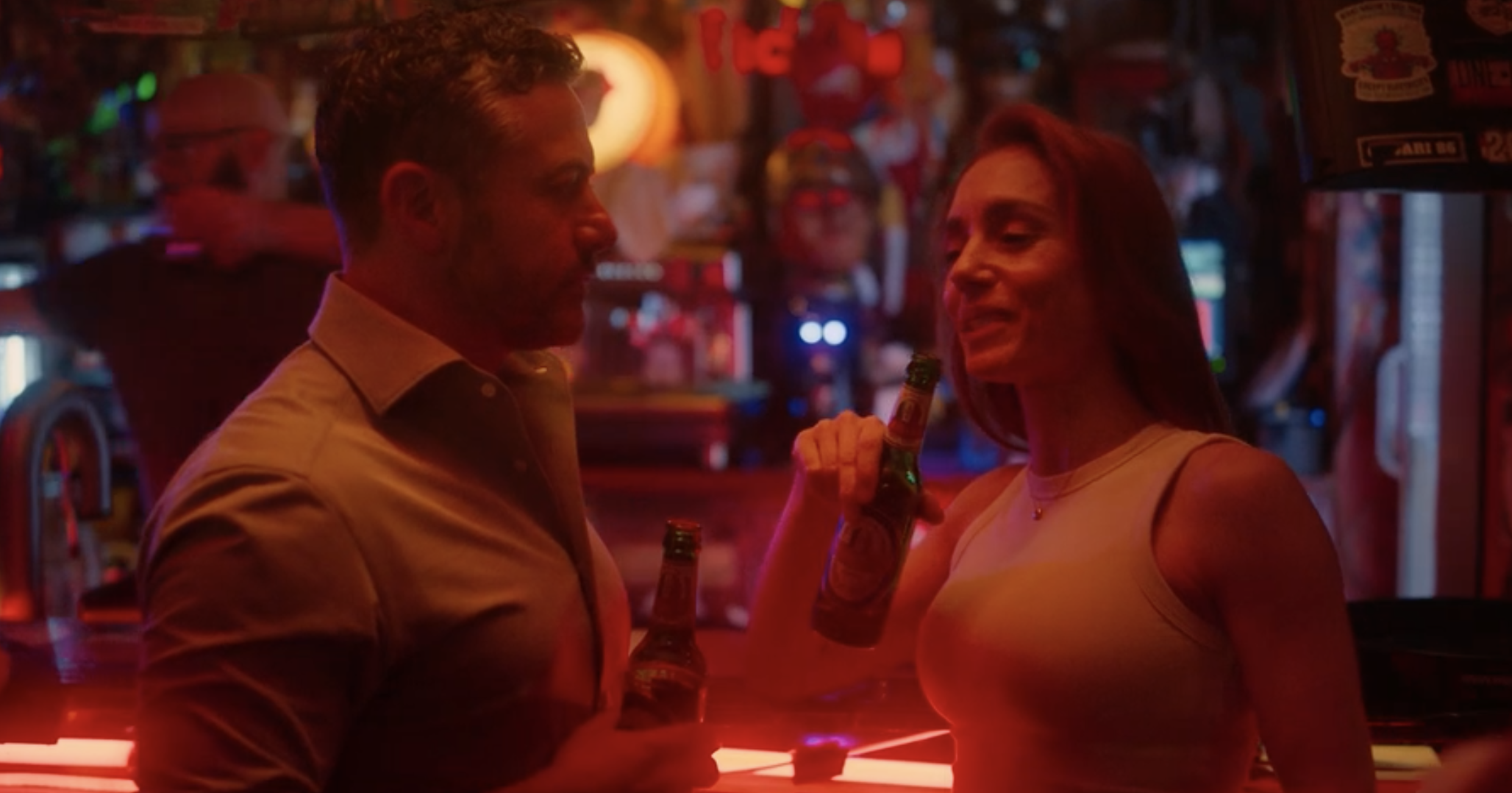 Joe (Warren Brown) and Lara (Cristiana Dell’Anna) at a nightclub