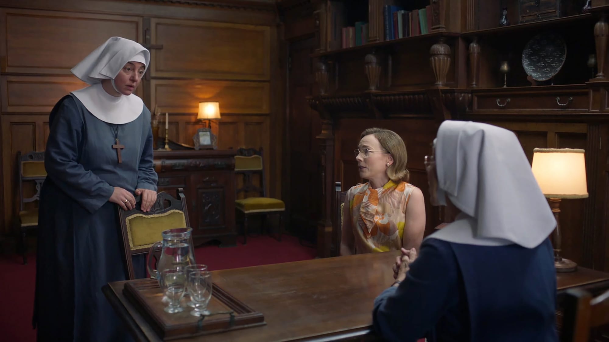 Rebecca Gethings, Laura Main and Sister Julienne in 'Call the Midwife' Season 15