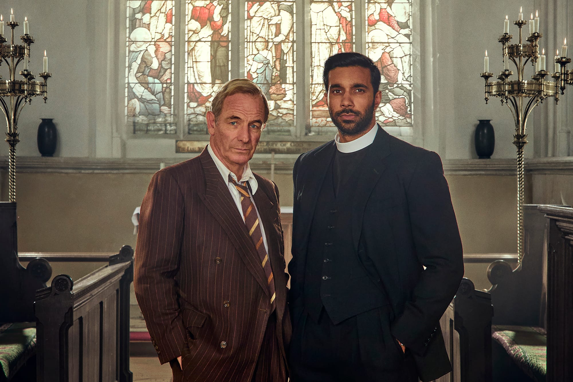 Robson Green and Rishi Nair in 'Grantchester' Season 11