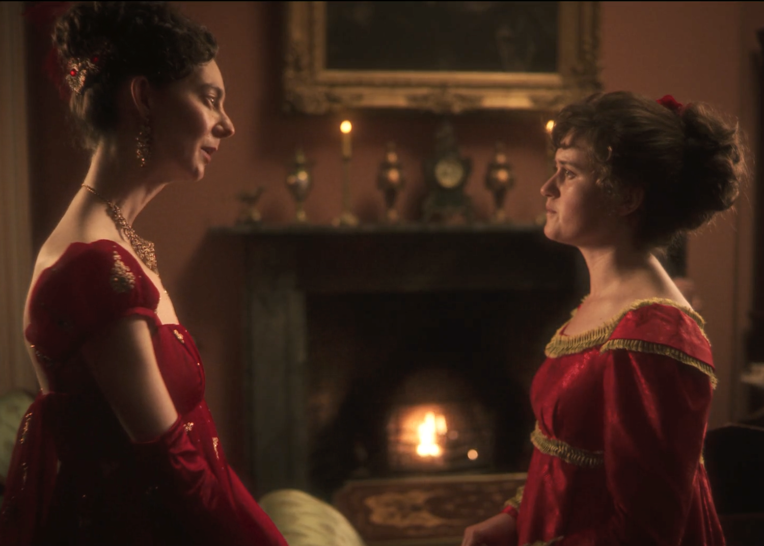 Caroline Bingley (Tanya Reynolds) and Mary (Ella Bruccoleri)