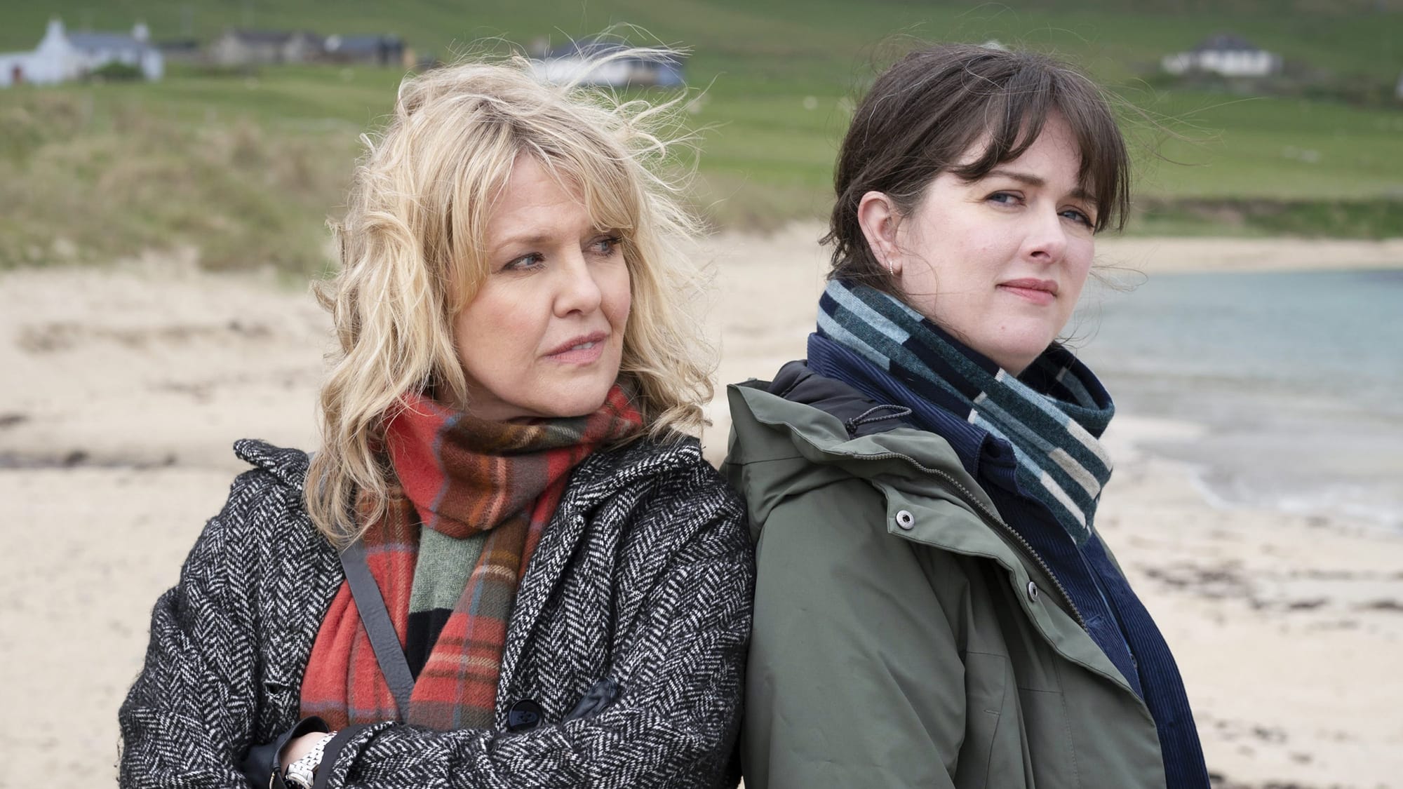 Ashley Jensen and Alison O’Donnell on the set of Shetland Season 10
