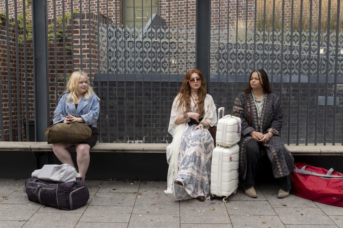 Nicola Coughlan, Hannah Onslow, and Lydia West in "Big Mood" Season 2 